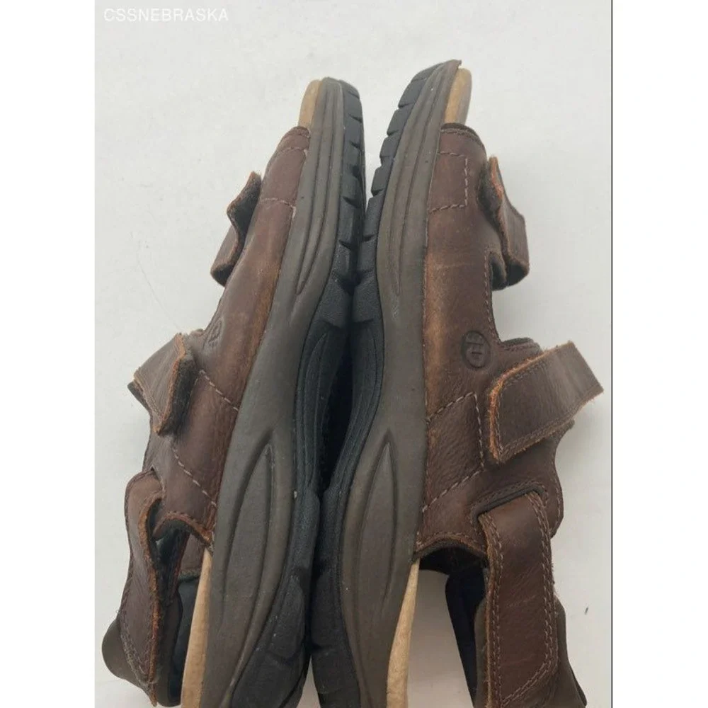 Dunham Brown Leather Strappy Sandals w/ Rubber Sole‎ - Size 10